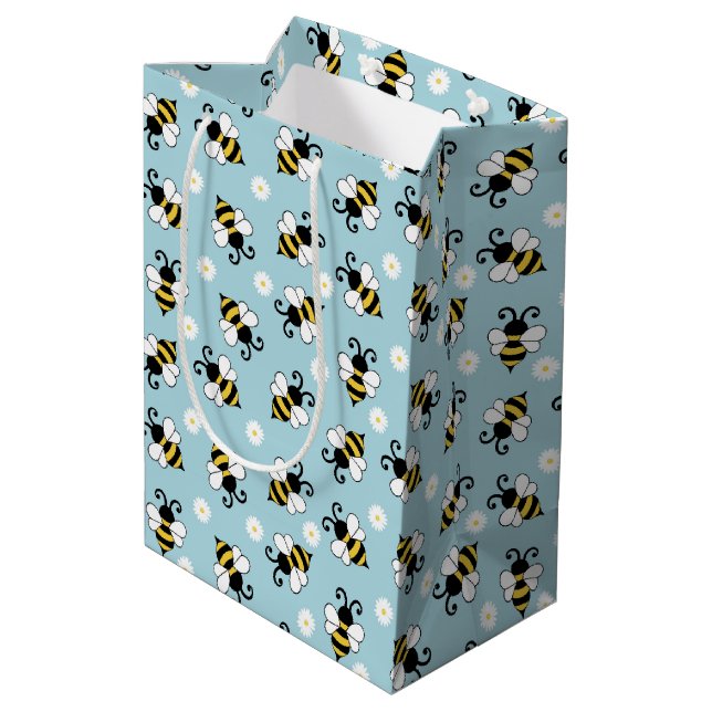 Söta små bin och daisy blommor mönster (Baksidan Vinklad)
