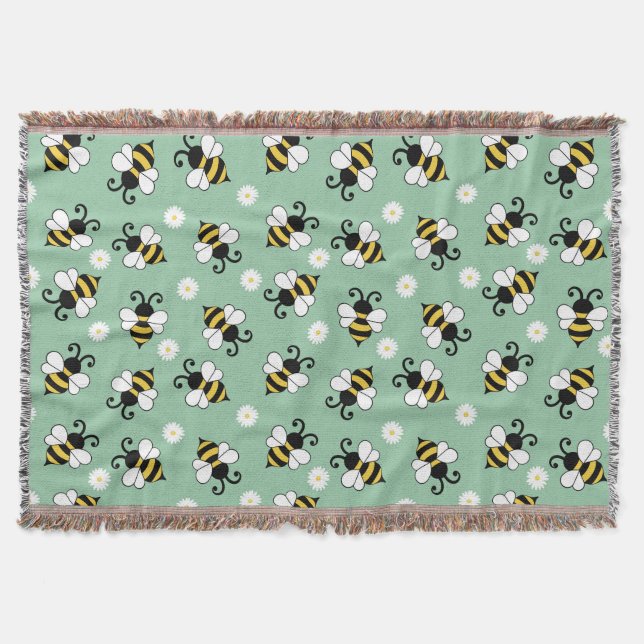 Söta små bin och daisy blommor mönster filt (Framsidan)