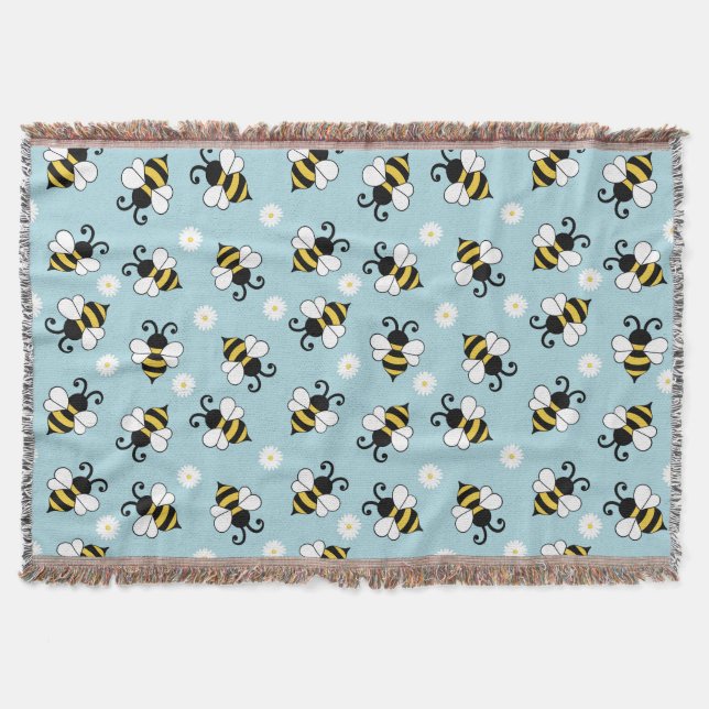 Söta små bin och daisy blommor mönster filt (Framsidan)