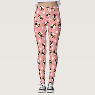 Söta små bin och daisy blommor mönster leggings