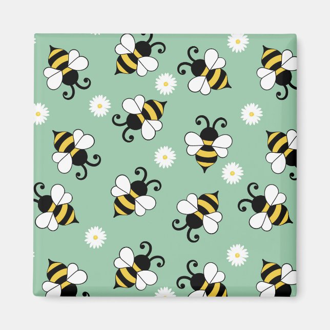 Söta små bin och daisy blommor mönster magnet (Framsidan)