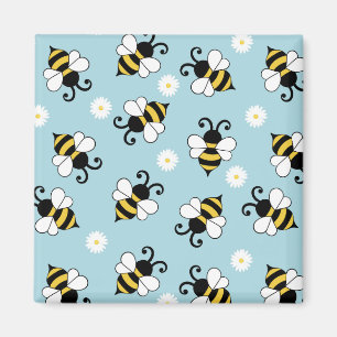 Söta små bin och daisy blommor mönster magnet