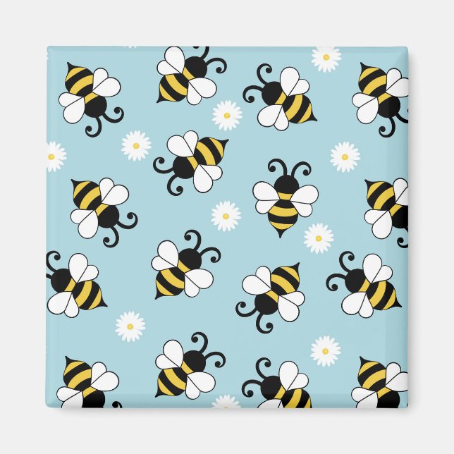 Söta små bin och daisy blommor mönster magnet (Framsidan)