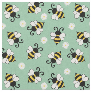 Söta små bin och daisy blommor mönster tyg
