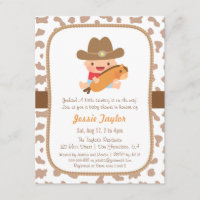 Söta små cowboyvästliga baby shower-inbjudningar