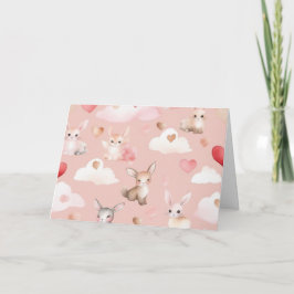 Söta små Cupid-djurbarn Tack-kort Tack Kort