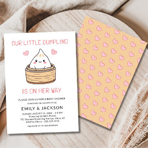 Söta Små Dumplings Hjärtans Baby Shower för Par Inbjudningar