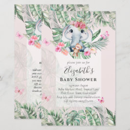 Söta små elefantflickor Baby Shower-inbjudningar