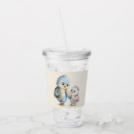 Söta små fågelsyskon Akryl Tumbler Take Away Mugg