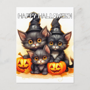 Söta små Halloween-katter Vykort