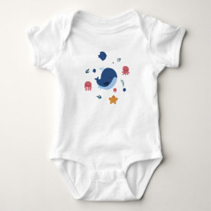 Söta små havsdjur Val maneter bläckfisk T Shirt