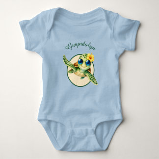 Söta små havssköldpaddor med tropiska blommor t shirt