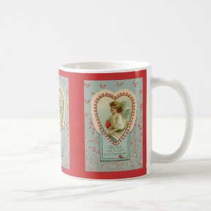 Söta små hjärtan Alla hjärtans dag på falsk spets Kaffemugg