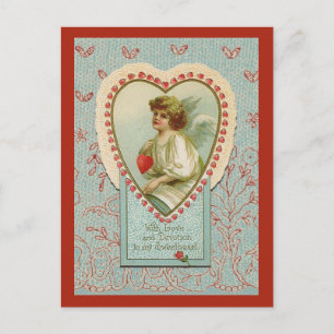 Söta små hjärtan Valentine på Faux snöre Helg Vykort