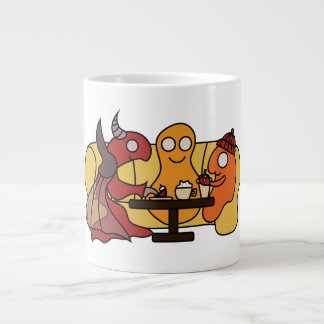 Söta små höstmonster som dricker kaffe jumbo mugg