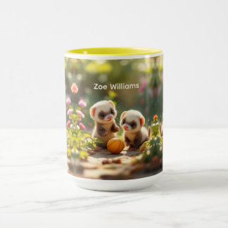 Söta små illrar som leker med en boll, anpassad  mugg