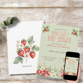 Söta små jordgubbar för baby shower inbjudningar