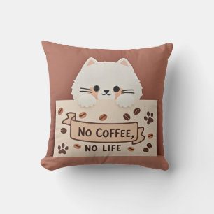 Söta små kattklövar och kaffebönor kudde