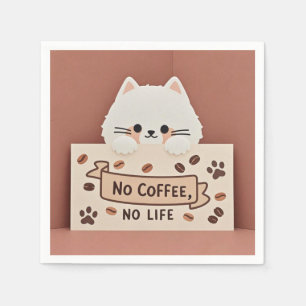 Söta små kattklövar och kaffebönor pappersservett