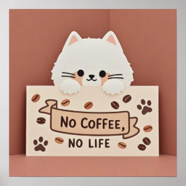 Söta små kattklövar och kaffebönor poster