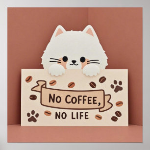 Söta små kattklövar och kaffebönor poster