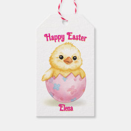 Söta små kycklingar akvarell påsk presentetikett