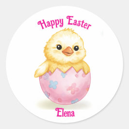 Söta små kycklingar Vattenfärg Påsk Runt Klistermärke
