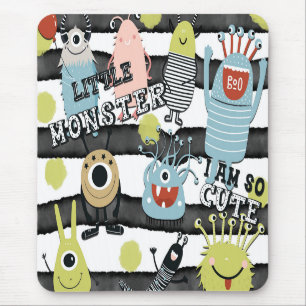 Söta Små Monster Modern Chic Vattenfärg Rand Musmatta