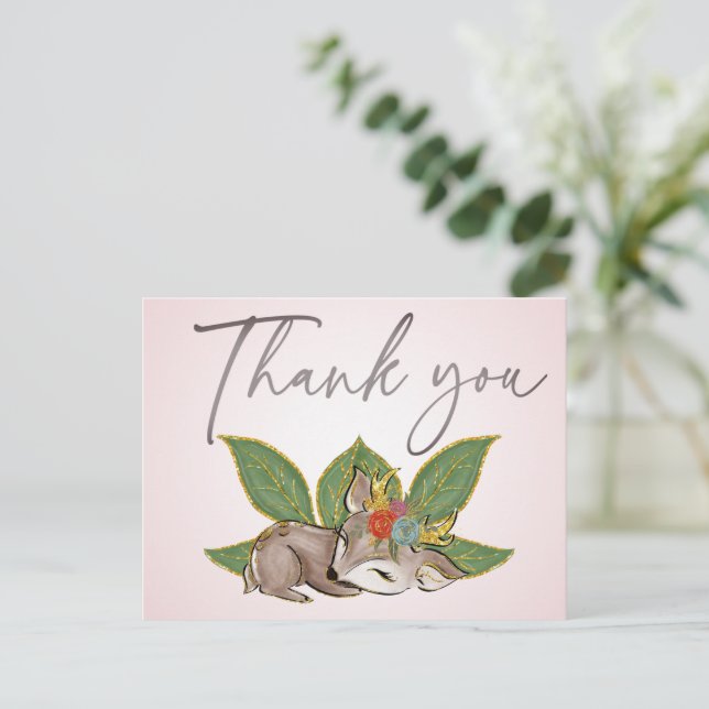 Söta små ohjort grönska skogs vilda vänner vykort (Stående Fram)