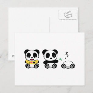 Söta små pandas på vit bakgrund vykort