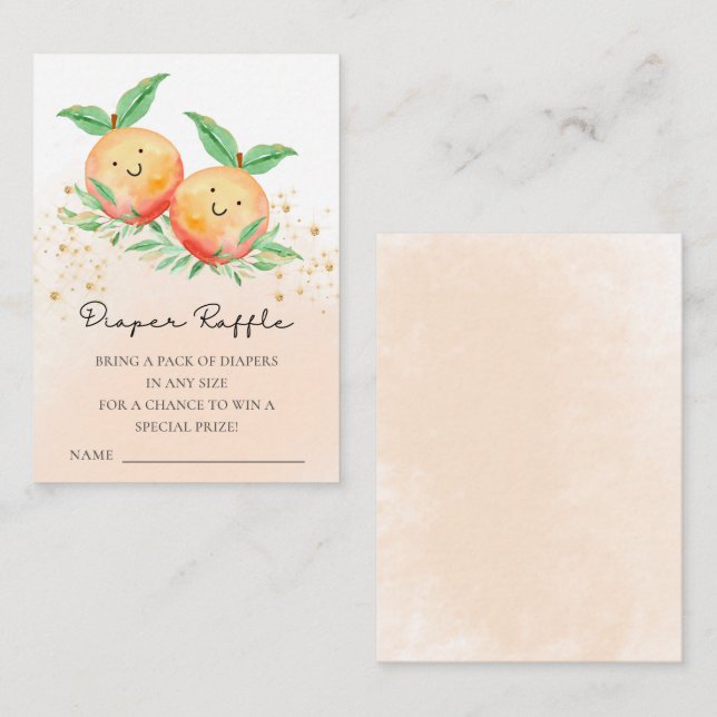 Söta små persikor Babyskor Diaper Raffle Tilläggskort (Fram/baksida)