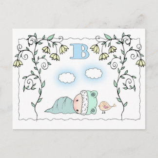 Söta små pojkars baby shower postkort inbjudningar
