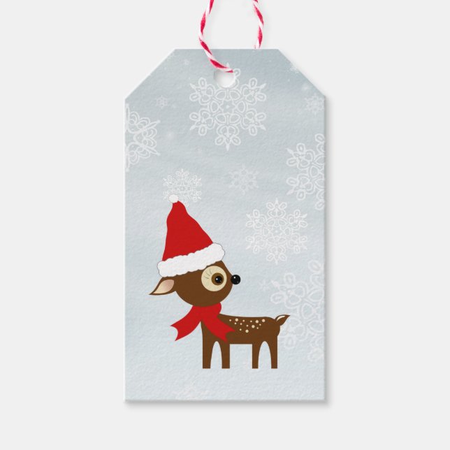 Söta små renar julklappsbrickor presentetikett (Framsidan)