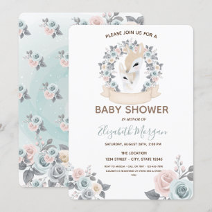 Söta små renkalvar blommor baby shower inbjudningar