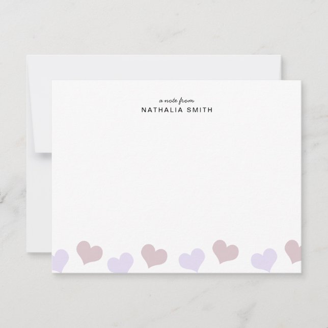Söta små rosa lavendel hjärtan Barn skrivmaterial Anteckningskort (Framsida)