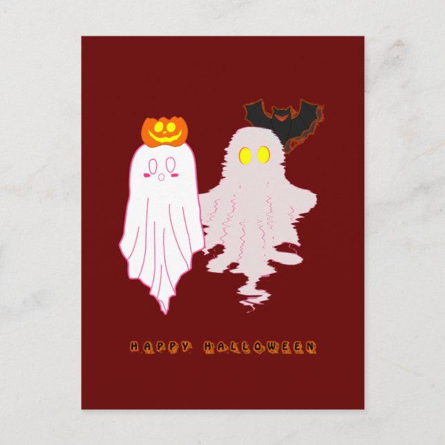 Söta små spöken Halloween semester vykort (Framsida)