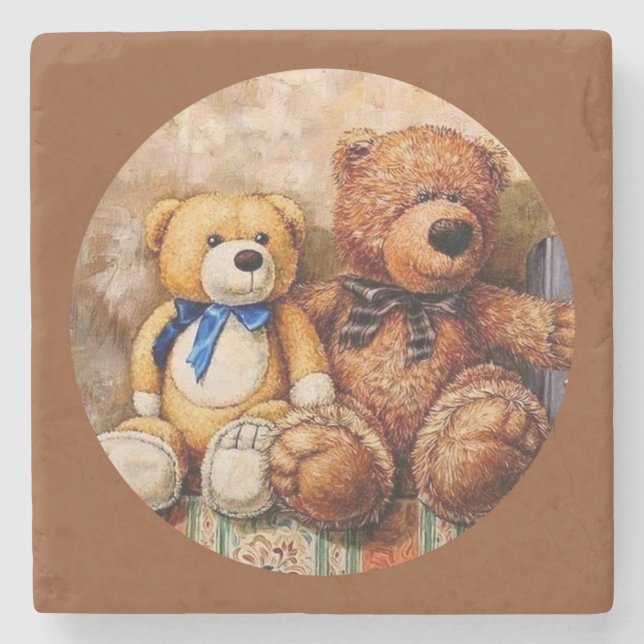 Söta små teddybjörnar stenunderlägg (Framsidan)