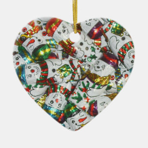 Söta Snögubbar Julgransprydnad Keramik