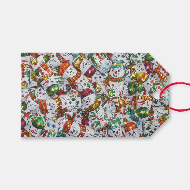 Söta Snögubbar märkre för textpresenter röd Presentetikett (Framsidan (Horisontell))