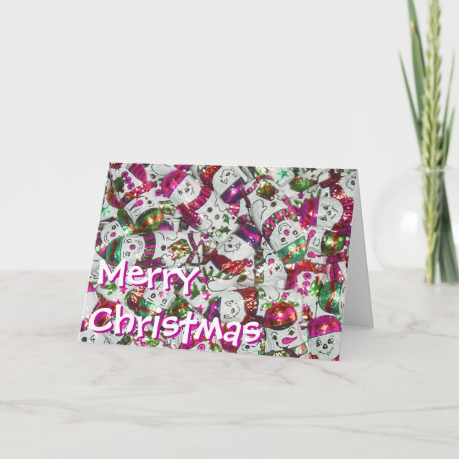 Söta Snögubbar Rosa "God jul framsida Helgkort (Framsida)