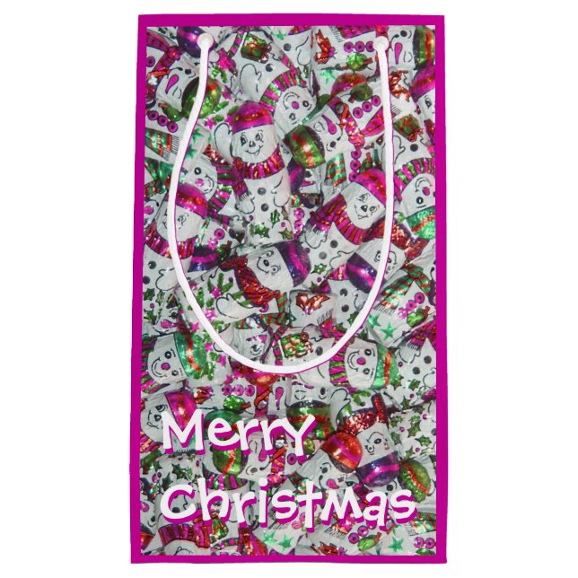Söta Snögubbar Rosa God jul liten (Framsidan)