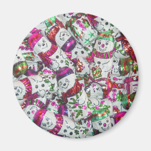 Söta Snögubbar Rosa magnet
