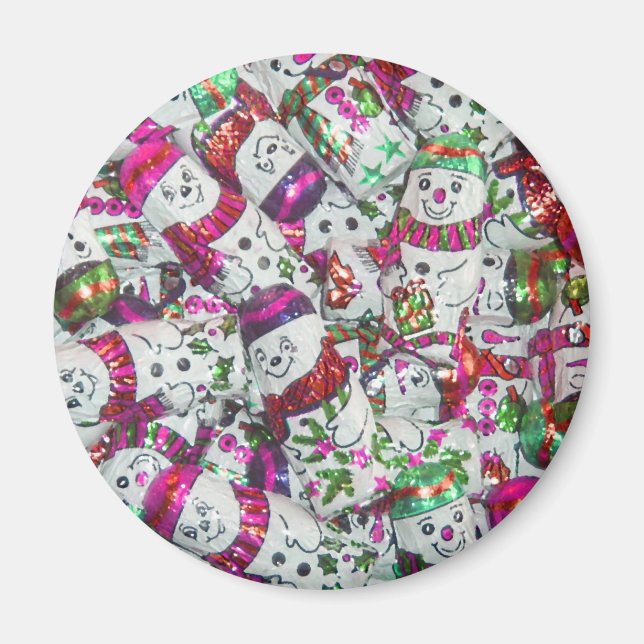 Söta Snögubbar Rosa magnet (Framsidan)