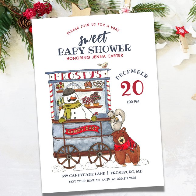 Söta Snögubbe Forest December Baby Shower Inbjudningar (Skapare uppladdad)