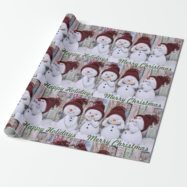 Söta snömän Glad jul Säsongen Presentpapper (Utrullad)