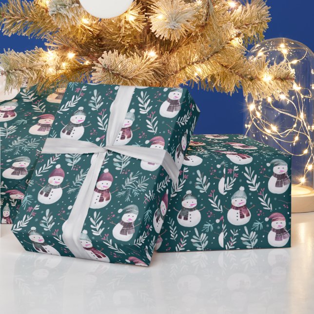 Söta snömän Grönska Grön jul Presentpapper (Helgdagar)