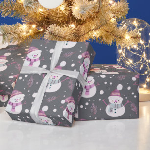 Söta snömän Grönska Snö Grå jul Presentpapper