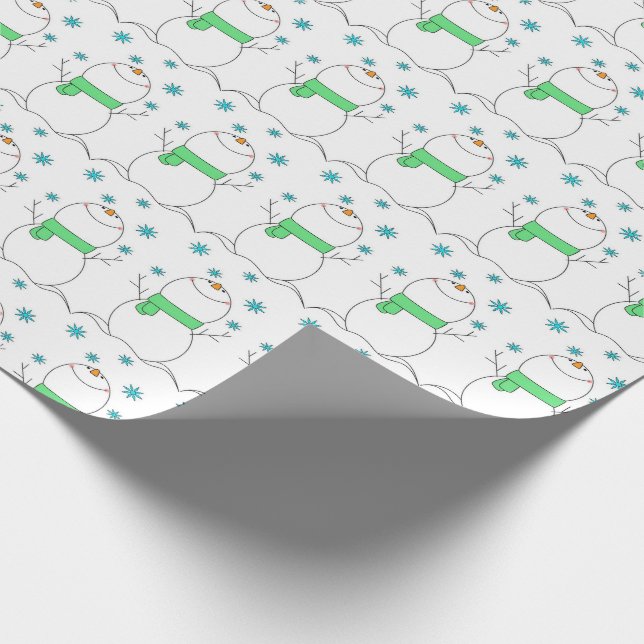 Söta snömän med snöflingor presentpapper (Hörn)
