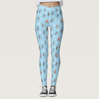 Söta snömän och snöflingor julmönster leggings