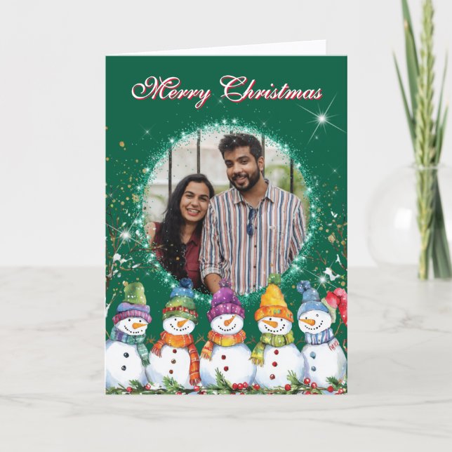 Söta Snömannen Foto Helgkort (Framsida)